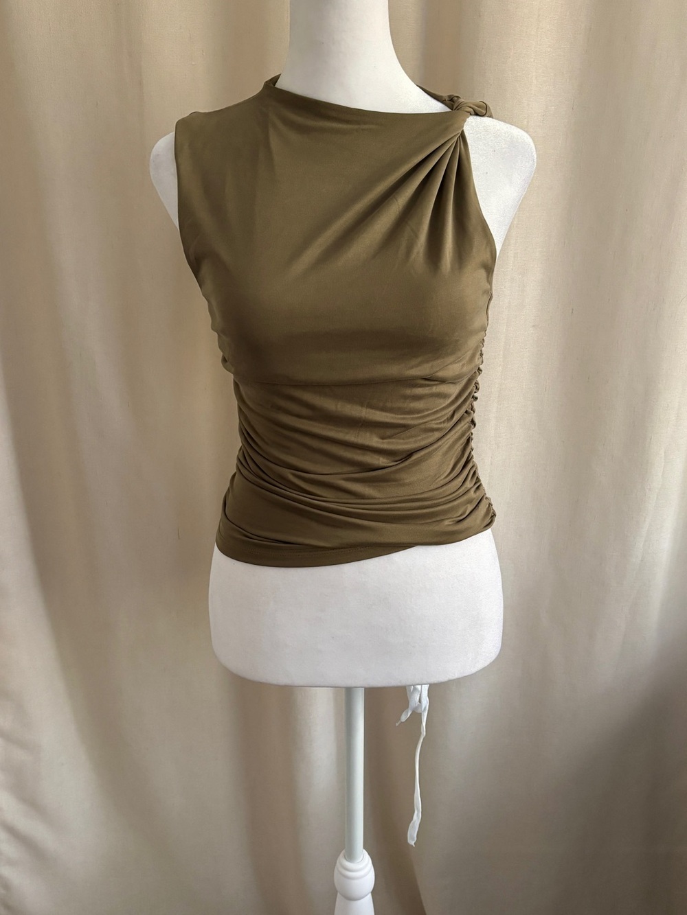 Stradivarius Asymmetrical Ruched Tank Top — Size XS